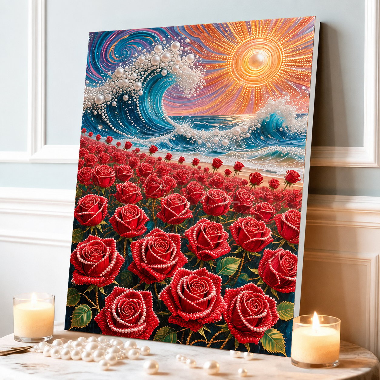✨ LAST DAY 49% OFF – Premium Pearl Self-Adhesive Canvas Art Kit | Pre-Printed Oil Canvas with Acrylic Pearl Pieces DIY Elegant 40×50cm Wall Decor 🖼️💎