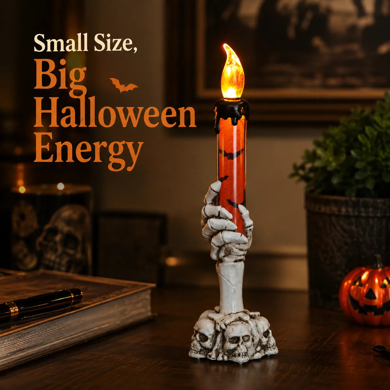 💀🕯️ Haunted Skeleton Hand Candle Light