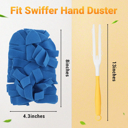 6-Pack Reusable Electrostatic Duster Refills with Handle – 360° Flexible Microfiber Dust Cleaner for Furniture, Ceiling Fans & Blinds