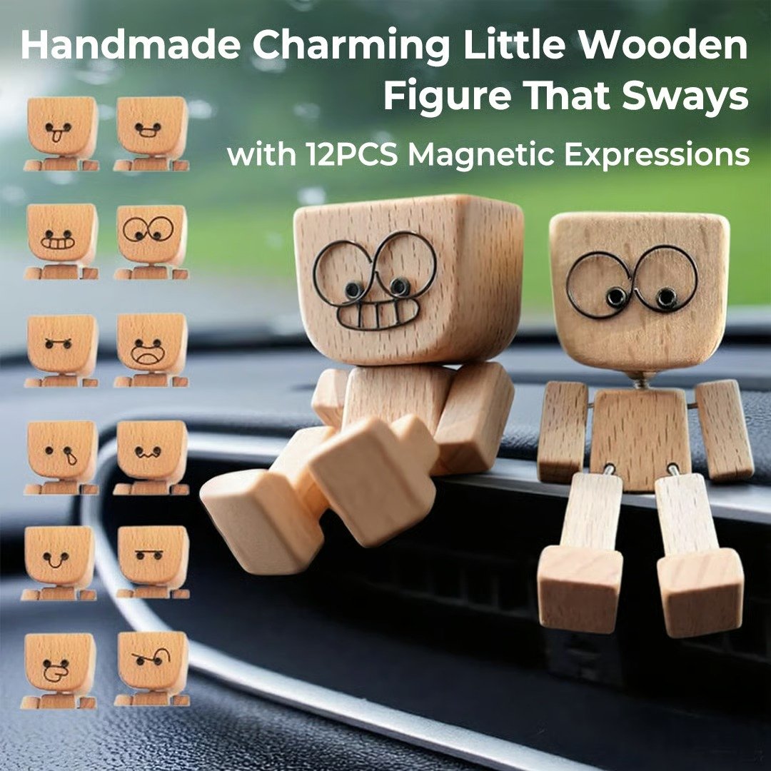 🎁Last Day 50% OFF😊Change The Mood With A Simple Swap - Handmade Swaying Wooden Figure With 12 Magnetic Expressions🎁
