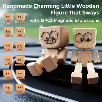 🎁Last Day 50% OFF😊Change The Mood With A Simple Swap - Handmade Swaying Wooden Figure With 12 Magnetic Expressions🎁