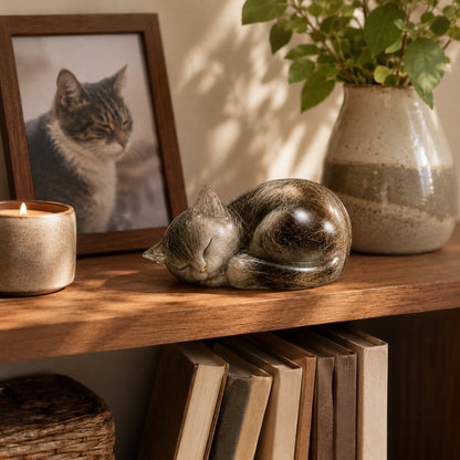 Sleeping Cat Pet Memorial Fur Keepsake — Keep a Real Part of Them Close
