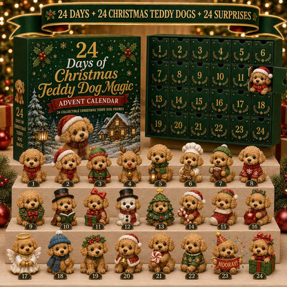 🔥50% Off Last Day🔥 - 🐶 24 Days of Christmas Teddy Dog Magic Advent Calendar – 24 Collectible Holiday Puppy Surprises
