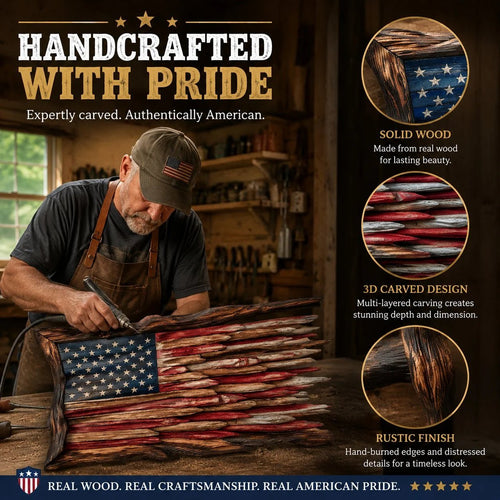Handcrafted Vintage Wood Flags – 5 Heritage Emblems
