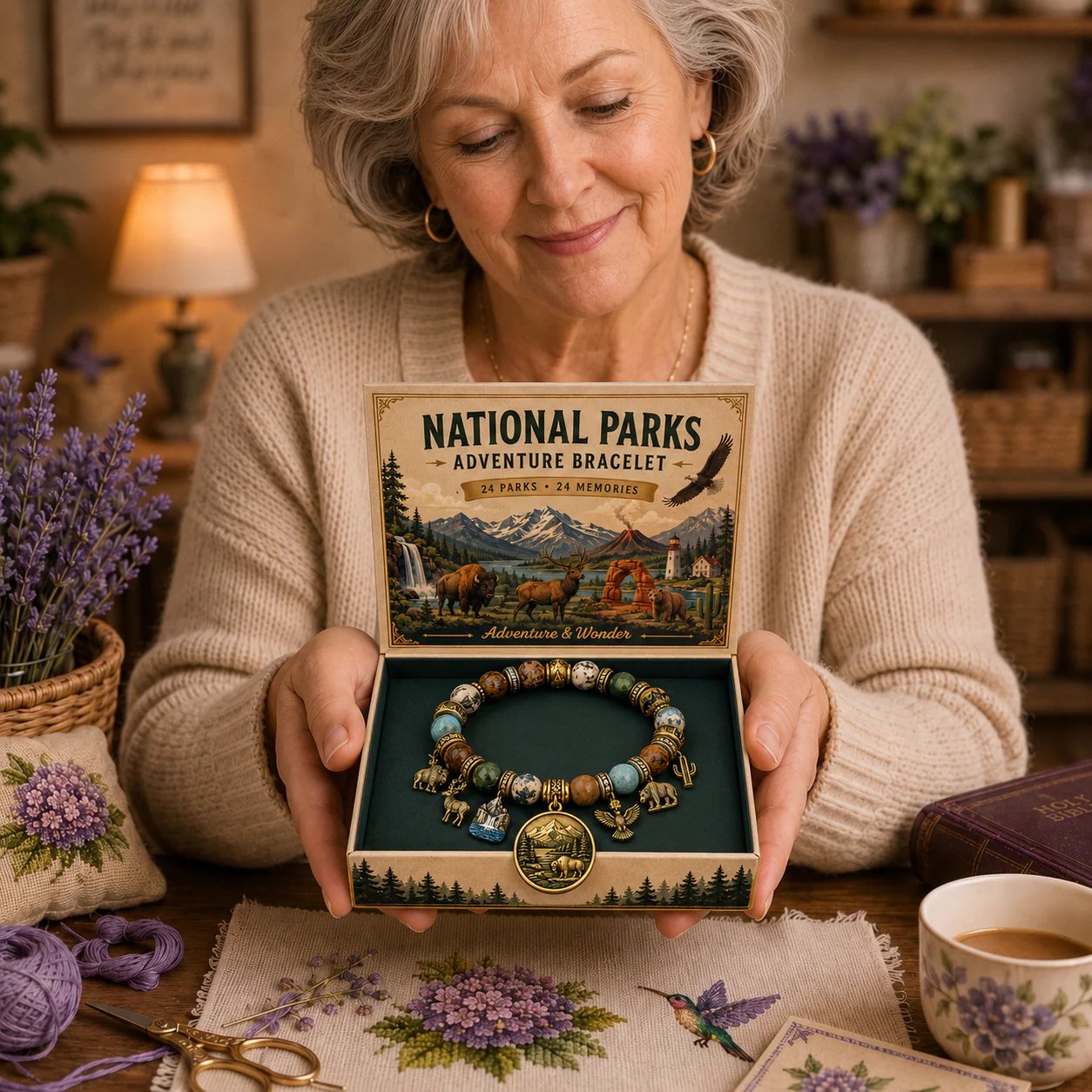 🐻🏞️National Nature Park Faith Bracelet – Meaningful Vintage Nature & Wildlife Souvenir Bracelet