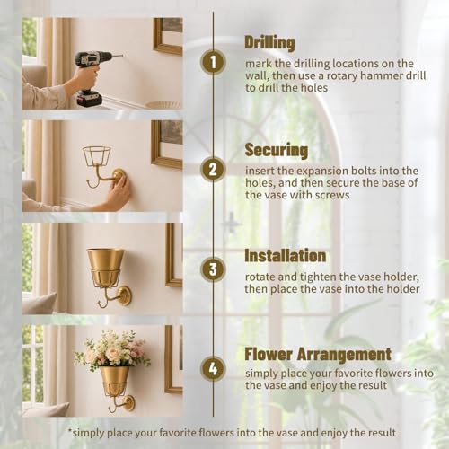 🌿 Golden Wall Bloom Vase – Sculptural Metal Wall Planter