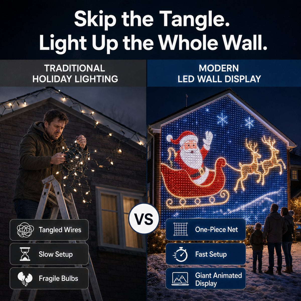 🔥 SPECIAL OFFER | 🎄✨Christmas LED House Net & Smart Outdoor Wall Curtain Light