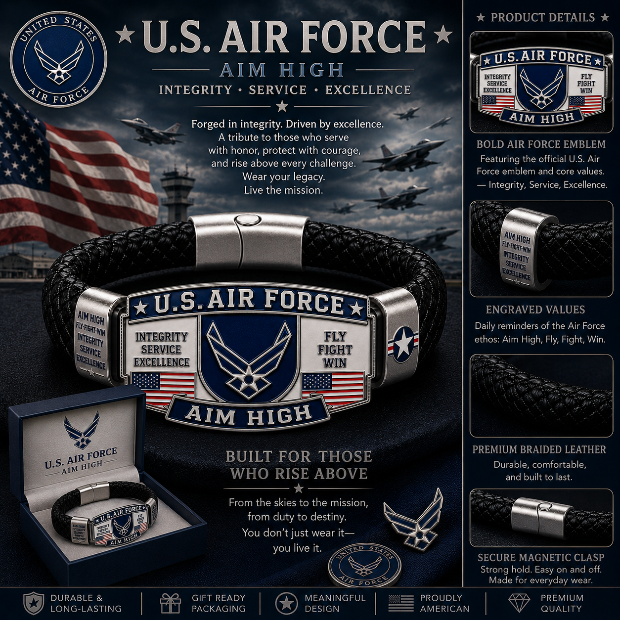 ✈️Last Day Promo: 49% OFF 🎖️U.S. Air Force Aim High Tribute Bracelet