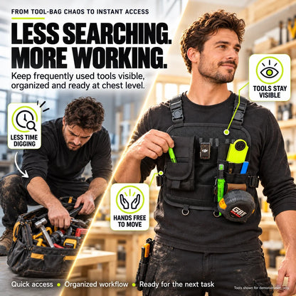 🛠️ Hands-Free Multi-Pocket Chest Tool Organizer – Keep Every Essential Within Reach