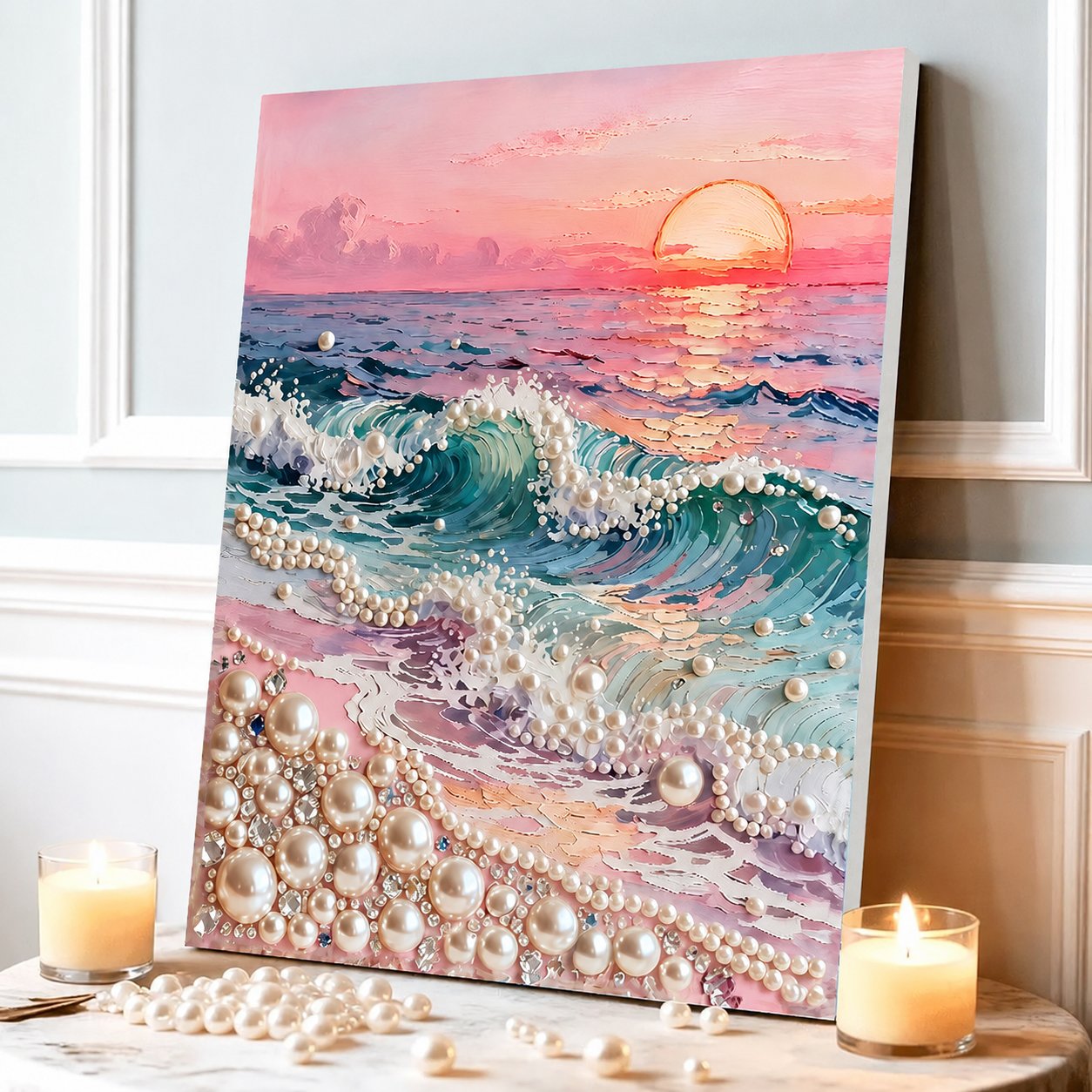 ✨ LAST DAY 49% OFF – Premium Pearl Self-Adhesive Canvas Art Kit | Pre-Printed Oil Canvas with Acrylic Pearl Pieces DIY Elegant 40×50cm Wall Decor 🖼️💎