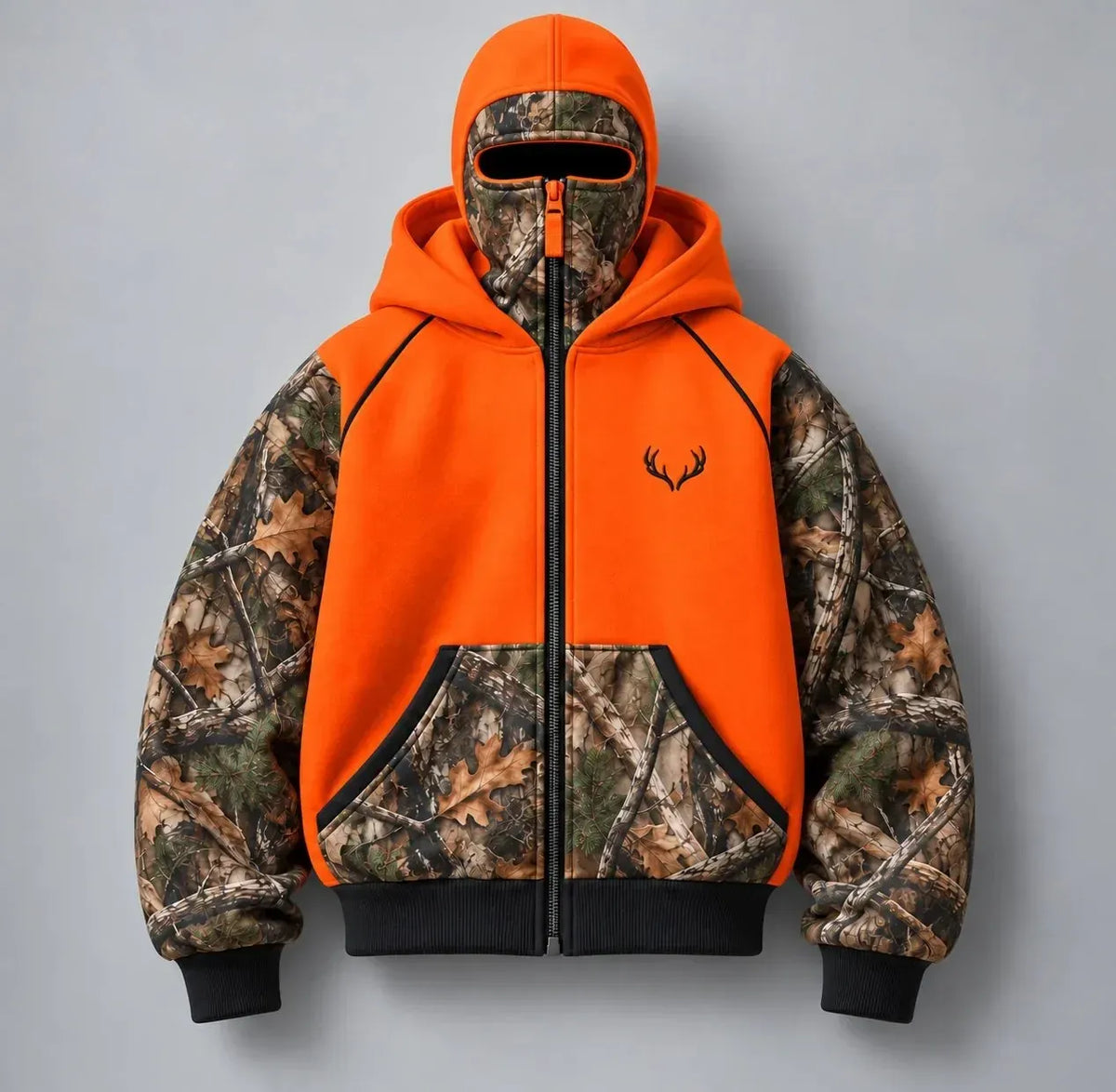 🦌 HunterZip Hunting Hoodie – Built-In Face Mask for Cold-Weather Adventures