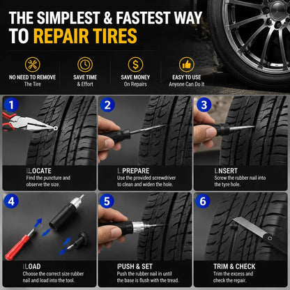 🔥😍🍄 Mushroom Tire Repair Kit – Compact Roadside Puncture Tool Set