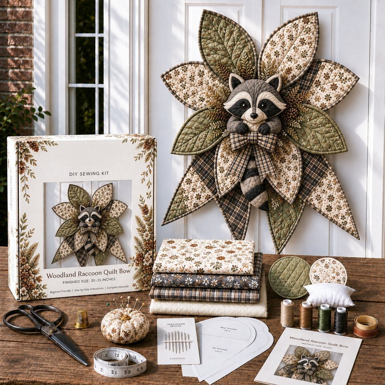 ⏳ Last Day 49% OFF – 🎀 Beginner-Friendly Oversized Quilted Bow Sewing Kit | Coordinated Printed Fabrics, Batting, Pre-Designed Templates & Complete Supplies for a Full 23–25 in 3D Statement Bow ✨
