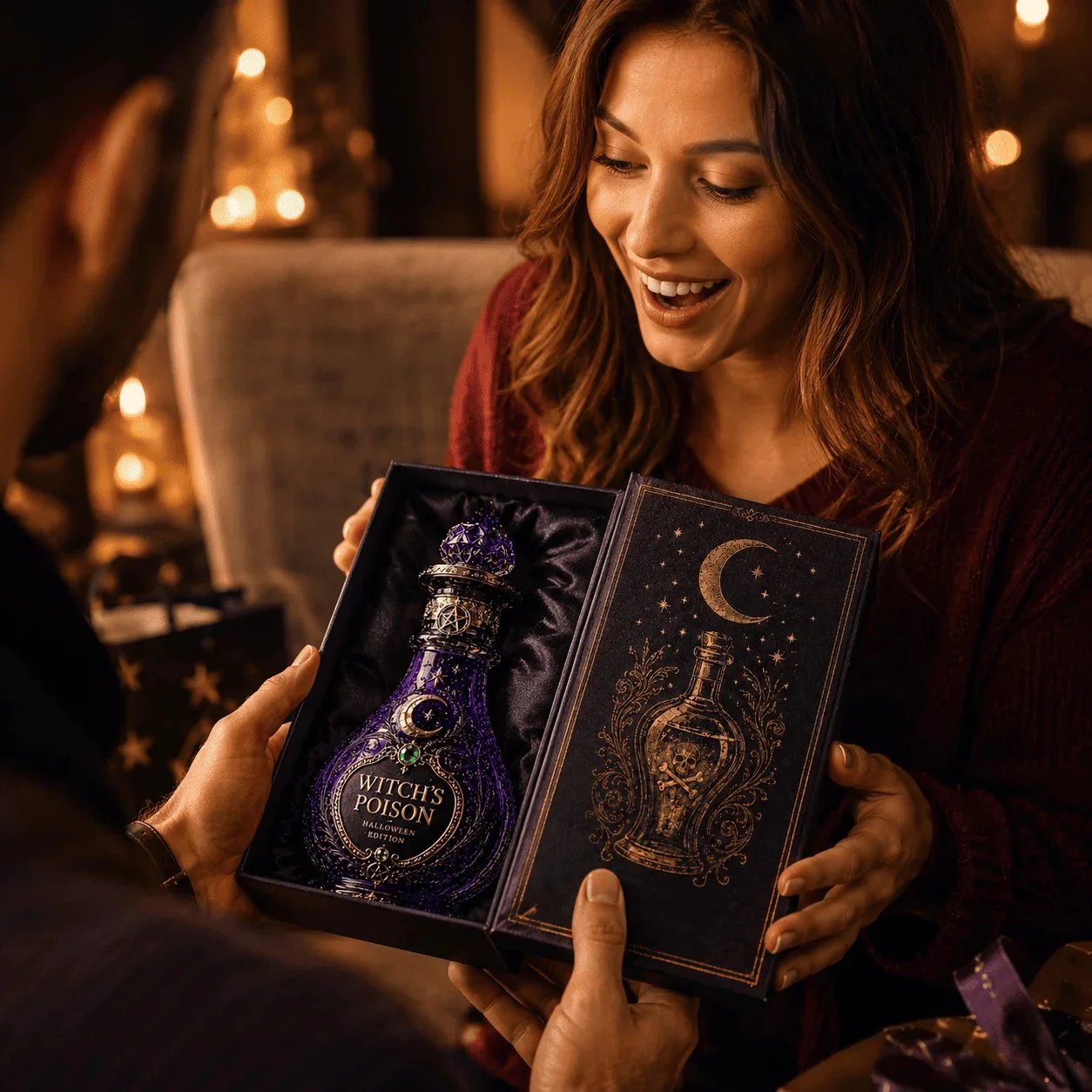 🔮 Witch-Inspired Mystical Crescent Moon Liquor Bottle