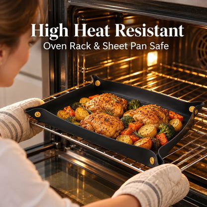🔥HOT SALE 49% OFF - 🧀 Non-Stick Reusable Baking Tray Mat – Snap-Corner Silicone Liner to Replace Foil & Parchment