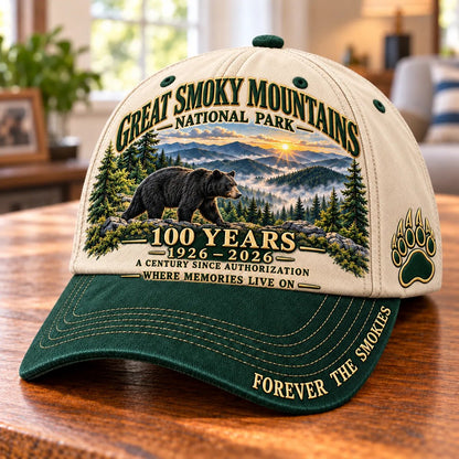 ⏳ Last Day 49% OFF – 🏞️ Great Smoky Mountains 1926–2026 Centennial Cap | Black Bear & Mountain Heritage Design 🐻