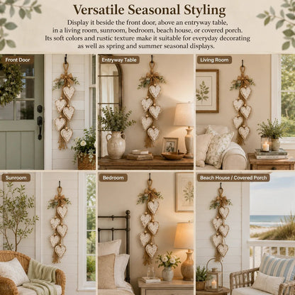 🩵 3D Solid Wood Lighted Hanging Heart Wall Decor – Remote-Controlled Rustic Farmhouse Decoration 🌊🎁BUY 2 FREE SHIPPING