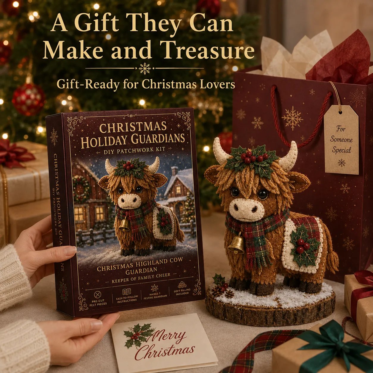 ⏳ Last Day 49% OFF – 🎄Beginner-Friendly Christmas Holiday Guardian Felt Patchwork Kit Collection | Complete Kit with Pre-Cut Felt, Embroidery Materials & Step-by-Step Guide Included 💕