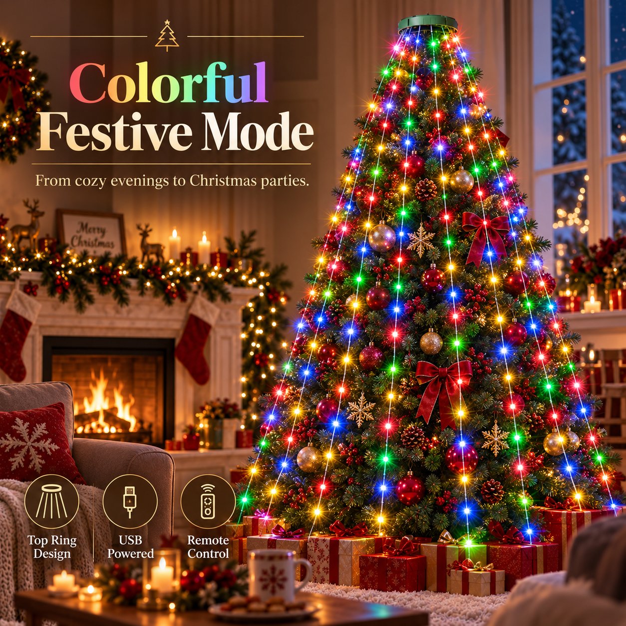 🎄 Christmas Tree Cascade Lights