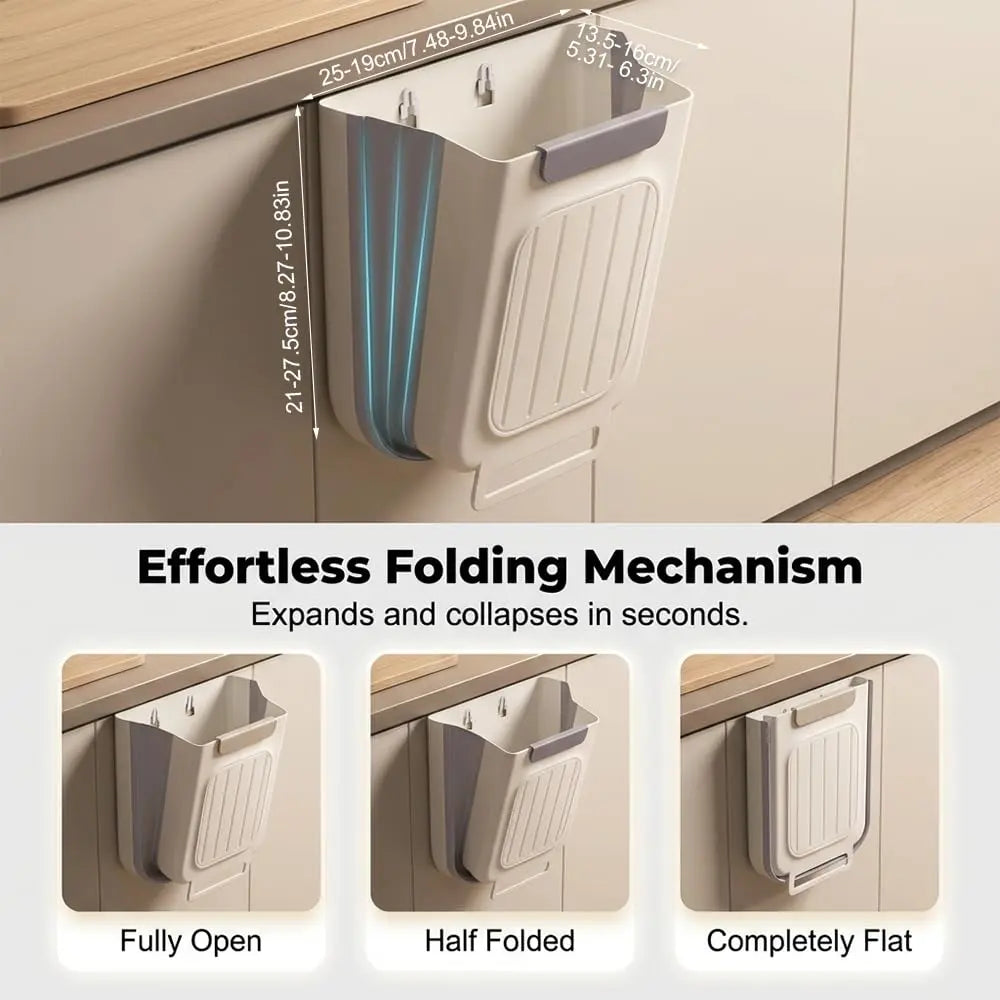 2026 New Hanging Bin for Kitchen Cabinet Doors, Plastic Folding Garbage Bin for Cabinet🗑️ - image 5