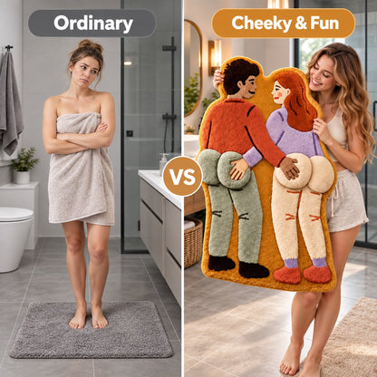Cheeky Couple 3D Plush Bath Mat – Funny Statement Rug