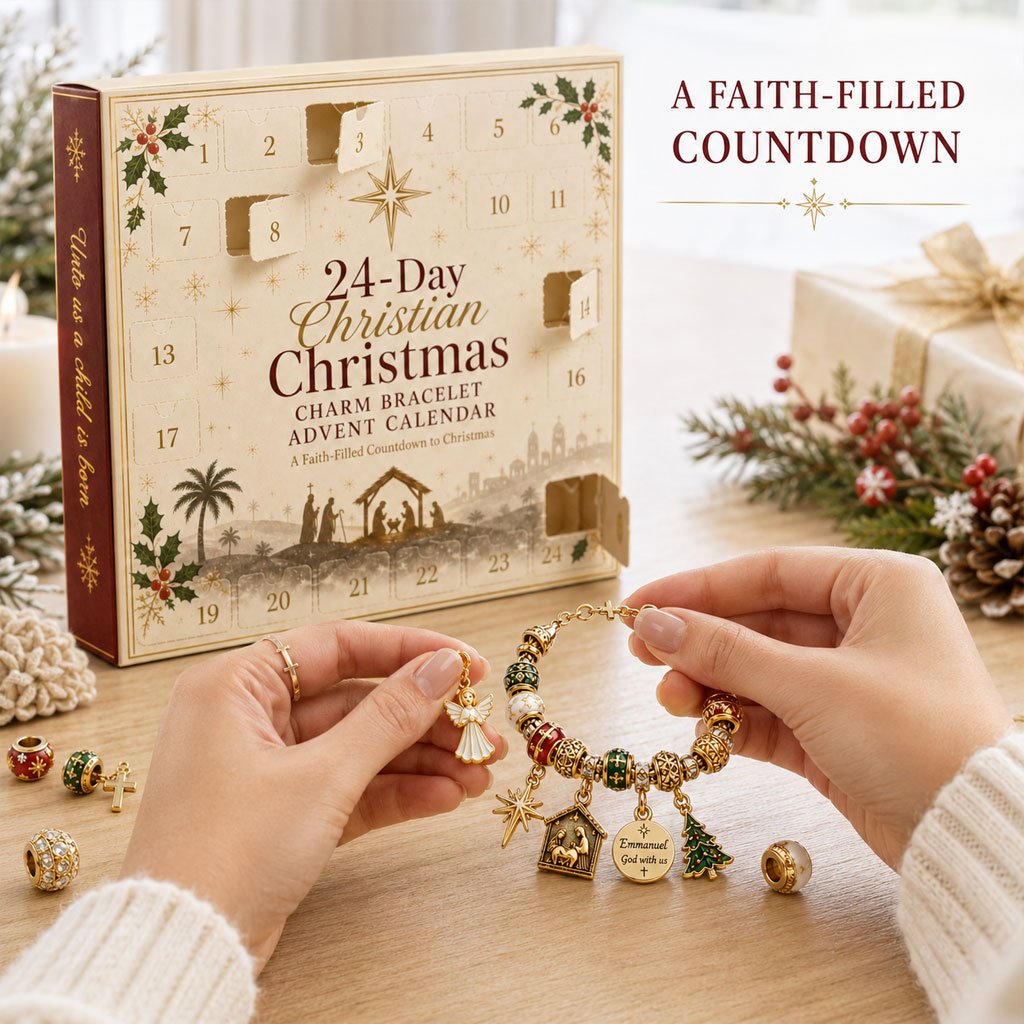 24-Day Christian Christmas Charm Bracelet Advent Calendar
