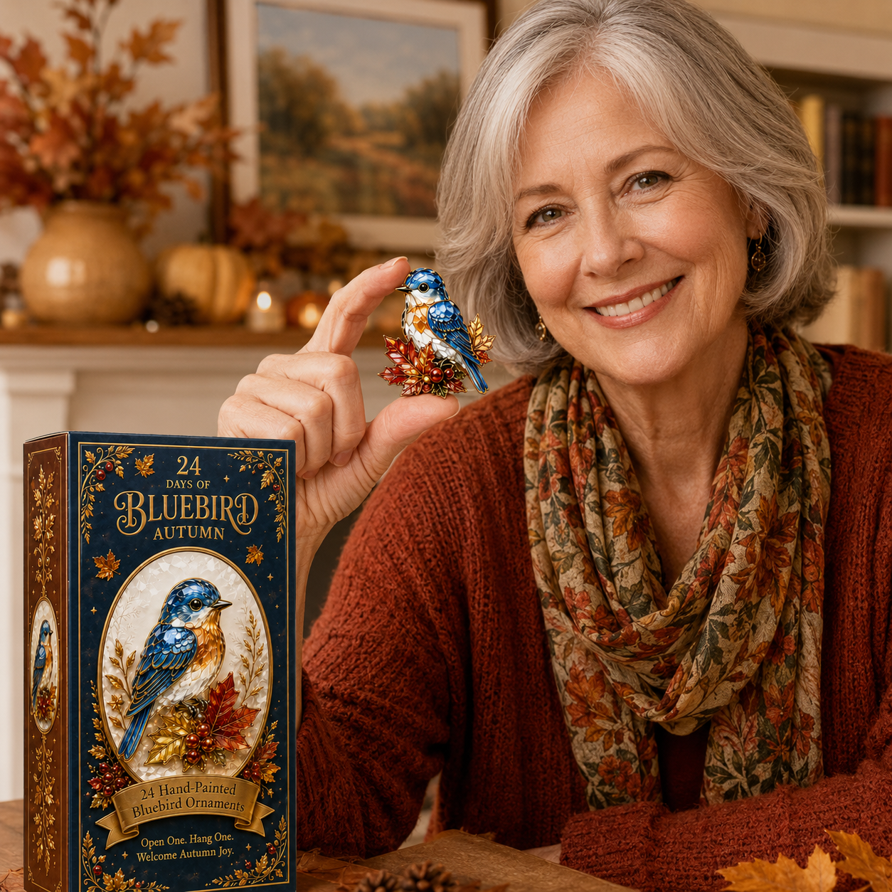 24-Day Bluebird Advent Calendar | Hand-Painted Ornament Countdown Gift