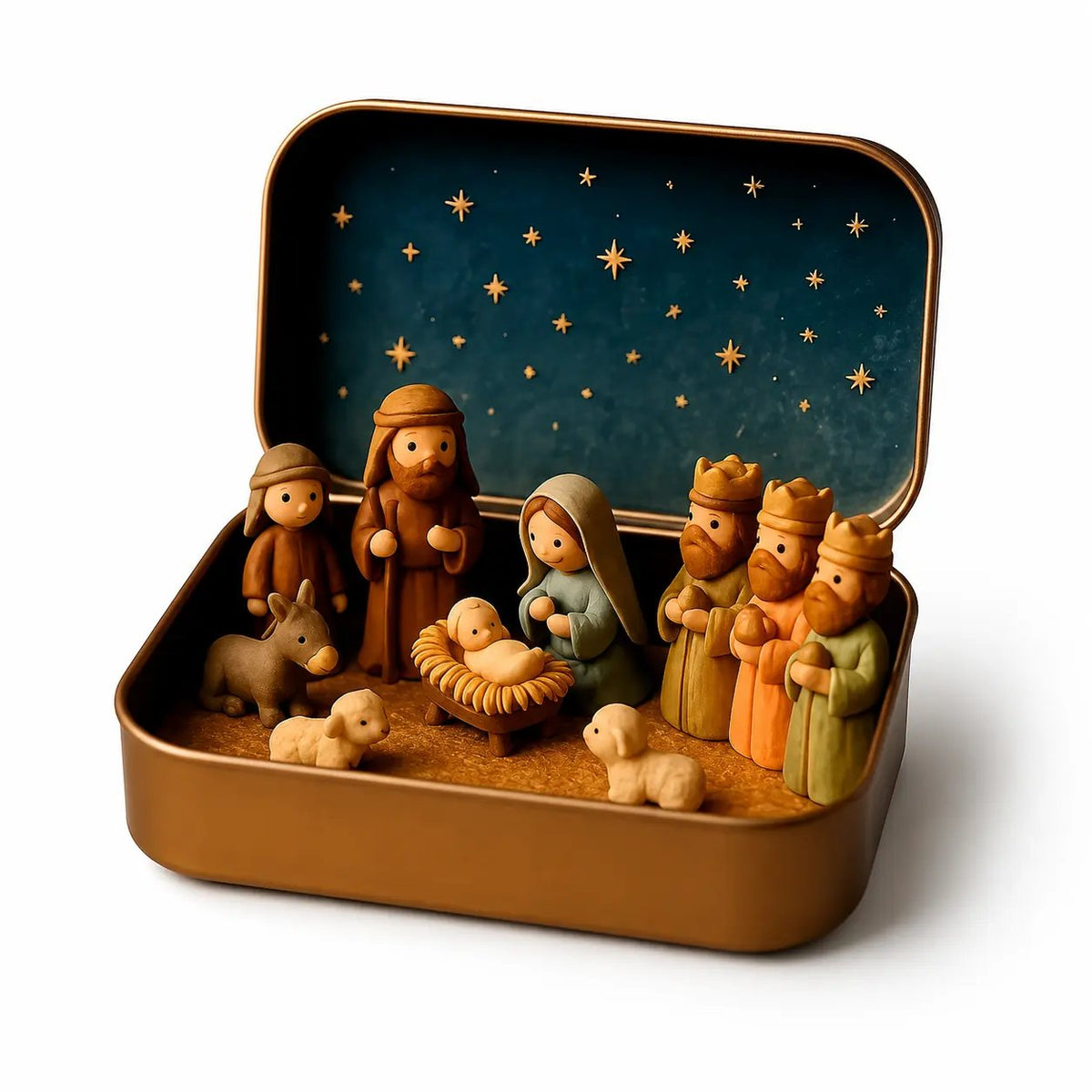 Mini Christmas Nativity Set in Tin Box