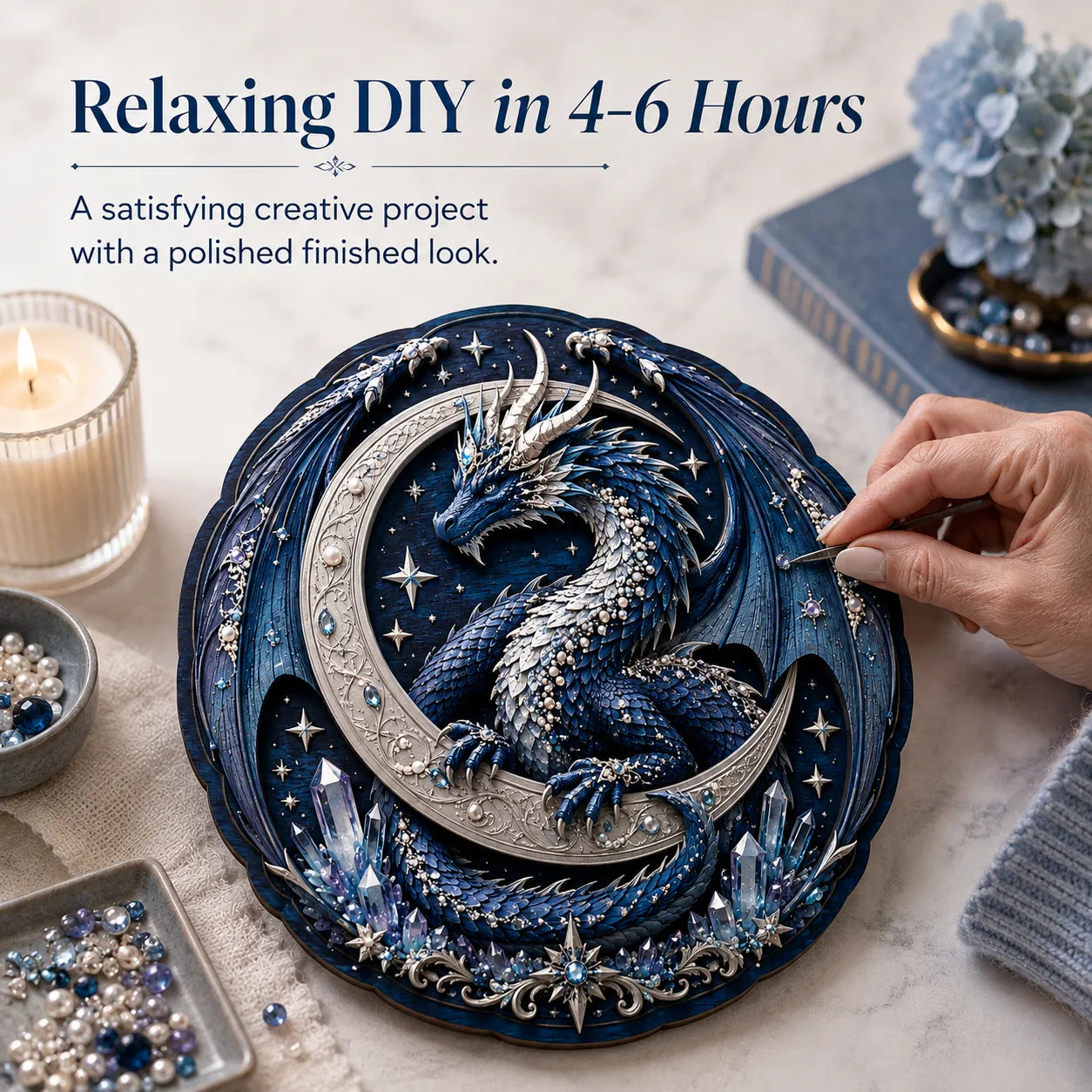 🐉 Moon Guardian Dragon 3D Wooden DIY Wall Art