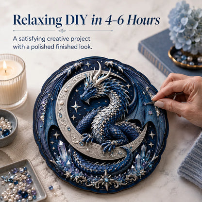 🐉 Moon Guardian Dragon 3D Wooden DIY Wall Art
