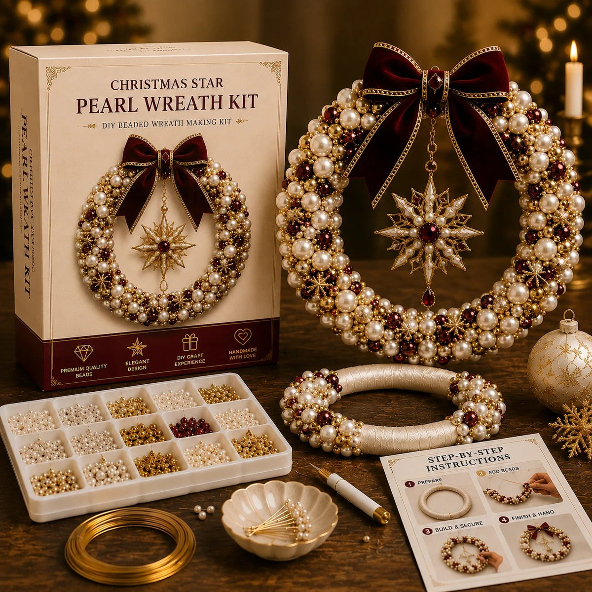 🎄✨ Plymagic DIY Christmas Wreath Pearl Art Kit🎁