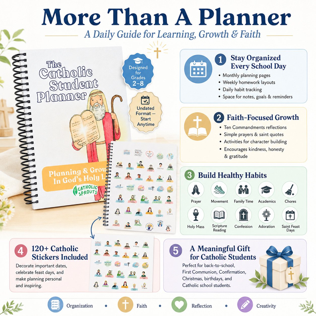 ✨ The Catholic Student Planner — A Faith-Filled Planner To Help Kids Stay Organized, Reflect & Grow
