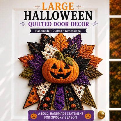 🎉 Holiday Celebration 50% OFF - 🎃DIY Quilted Halloween Pumpkin Door Hanger Sewing Kit | Make Oversized Seasonal Front Door Decor