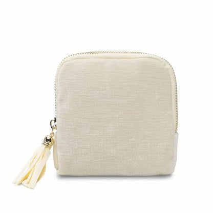 2 PCS jewelry zippered pocket case Travel Jewelry Bag Portable Organizer with 5 Compartments Velvet Satin Lining Tassel Zipper