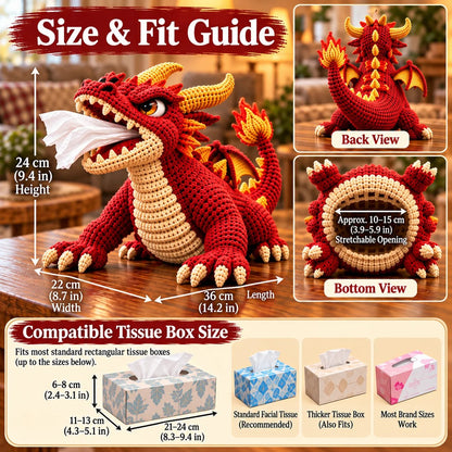 Fantasy Crochet Tissue Box Cover DIY Kit | Pull Tissues From a Dragon’s Mouth or Turtle’s Volcano