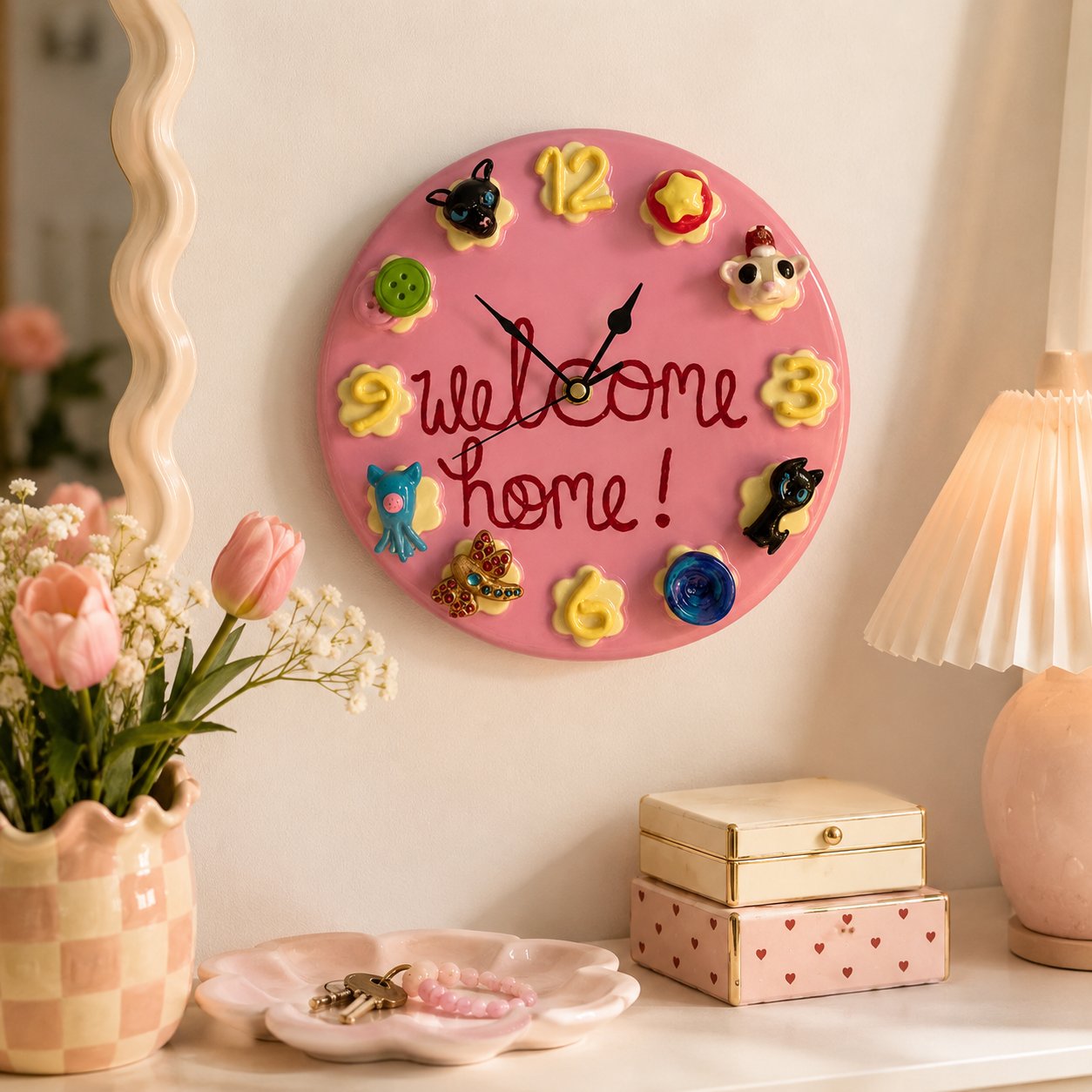 🎃 Cozy Harvest Pumpkin Clock | Semi-Handcrafted 3D Autumn Details, Rearrangeable Charms & Cord-Free Tabletop Display 🍂✨