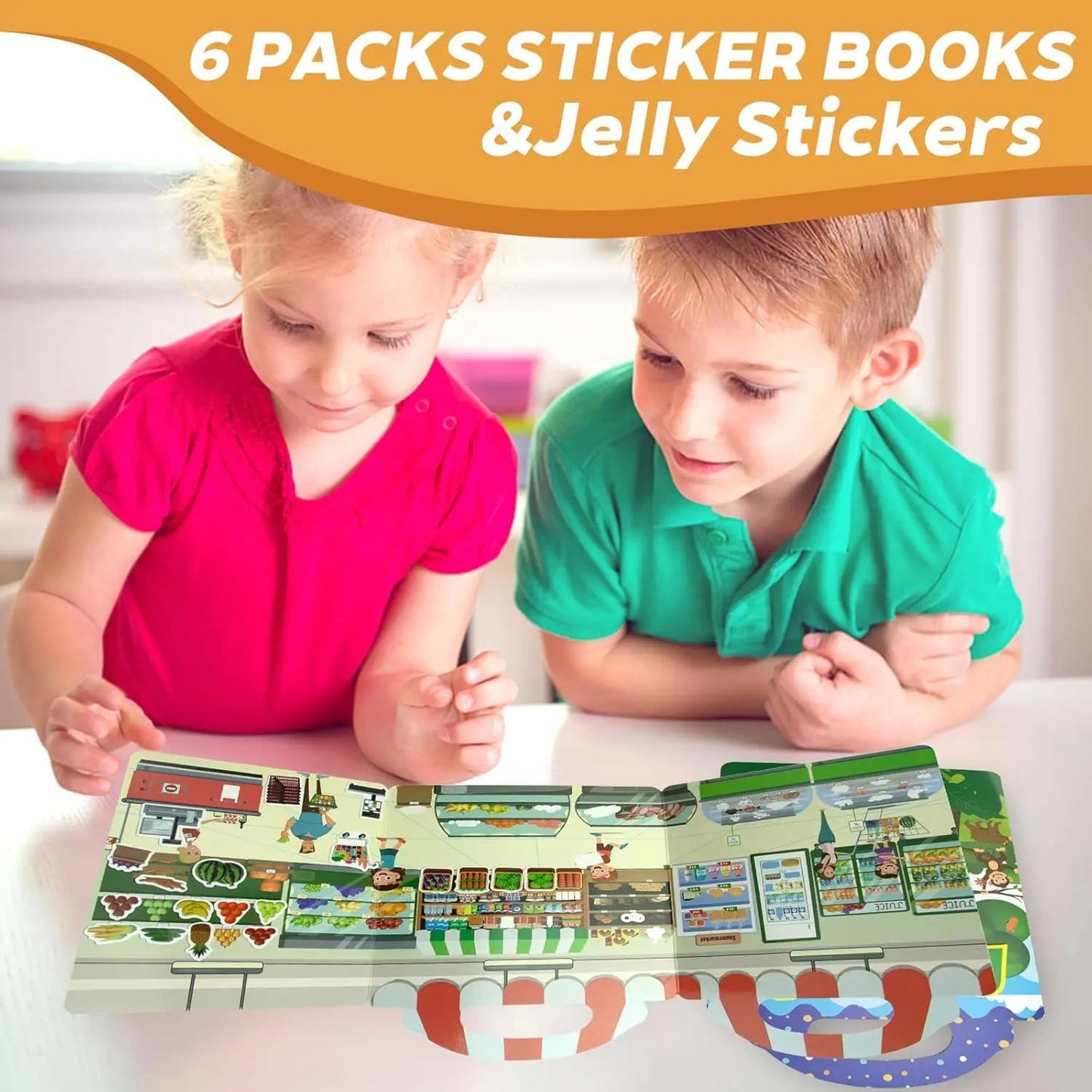 🧠📚Reusable Jelly Sticker Book for Toddlers 2-5, Portable Silicone Quiet Activity Travel Toy🎨