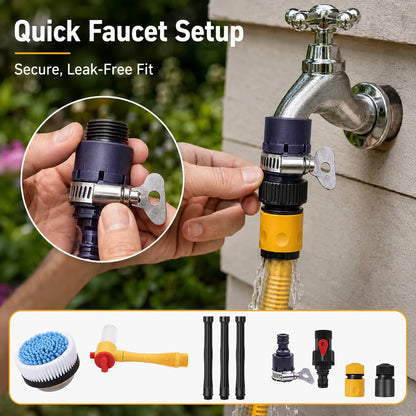 Water‑Powered Auto Rotating Car Wash Brush for Home Garage Car Care