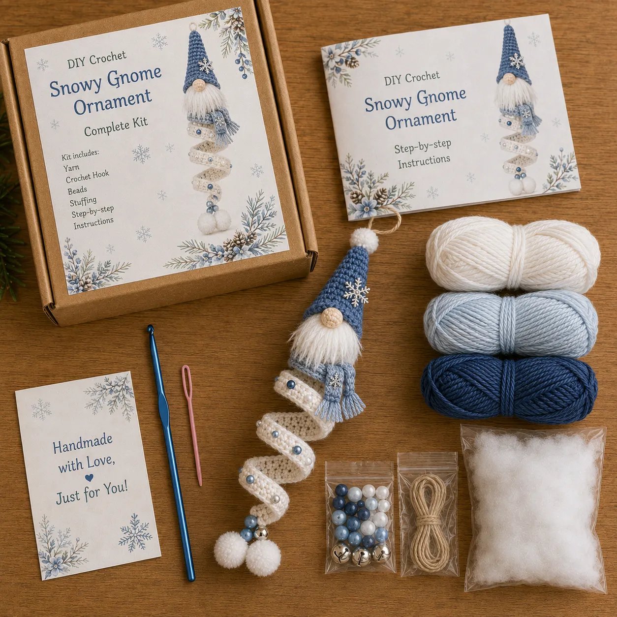 🔥 LAST DAY 49% OFF – 🎄Cozy Gnome Crochet Ornament Kit Collection | Premium Soft Yarn, Complete Crochet Tools & 9 Charming Designs 🧶✨