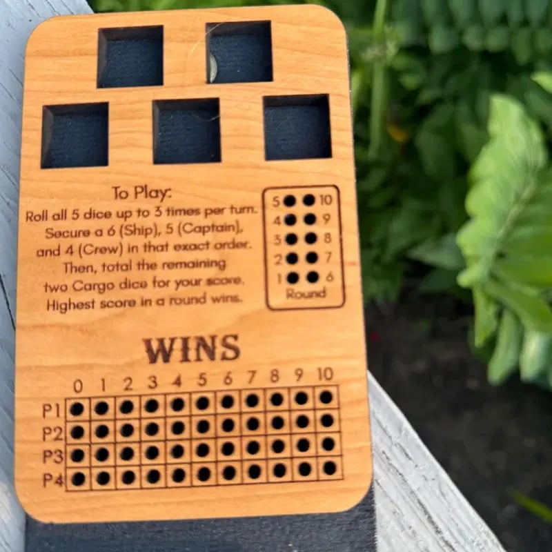 ⚓ Ship, Captain, Crew Travel Dice Game | Compact Cherry-Wood Game with Dice, Scoring Pegs & Leatherette Carry Case for 2–4 Players 🎲✨