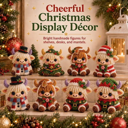 ⏳ Last Day 49% OFF – 🎄Beginner-Friendly Christmas Highland Cow 3D Pearl Bead DIY Kit | Complete Kit with All Tools & Step-by-Step Guide Included 💕