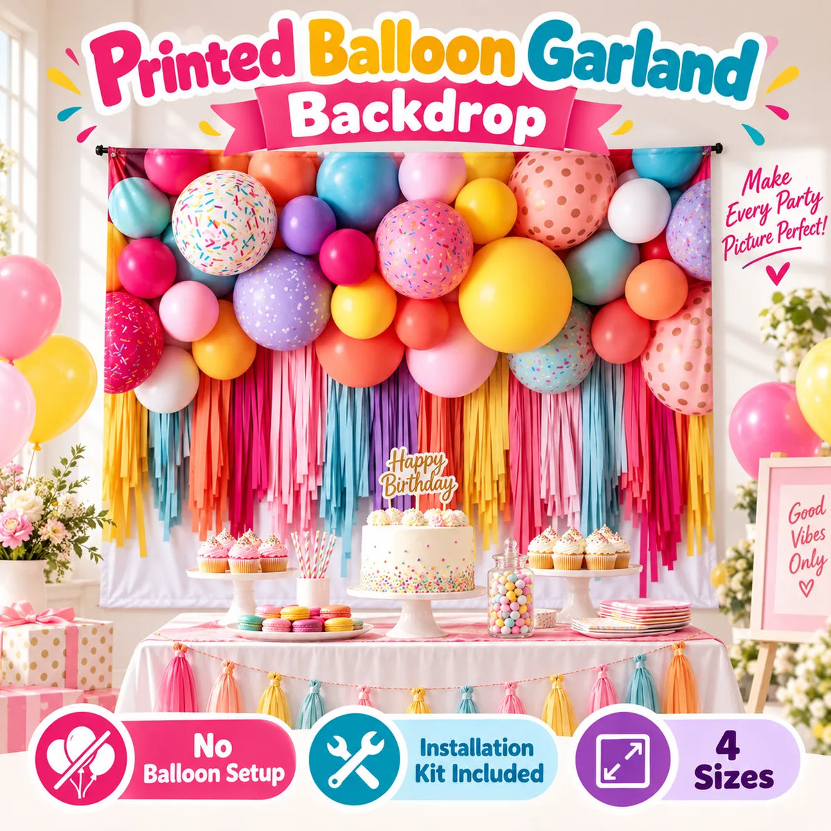 🎈✨ Balloon Backdrop Curtain — Create an Instant Party Scene with Colorful Balloon Style!
