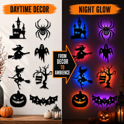 👻 Spooky LED Wall Light Stickers – Battery Powered Halloween Decorations Without Drilling