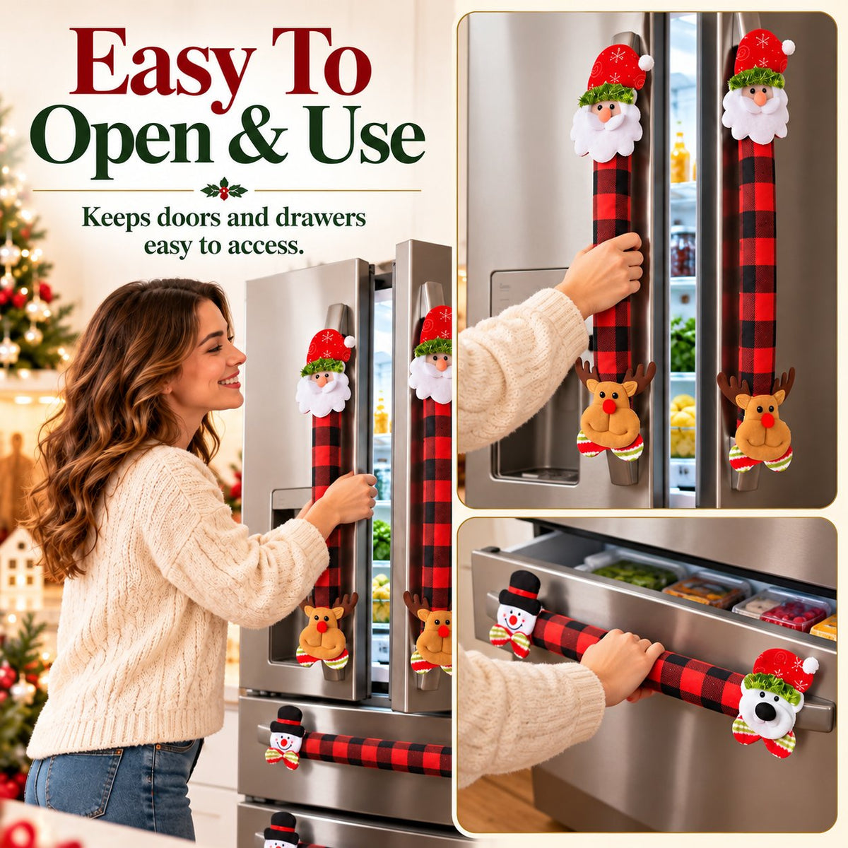 Christmas Refrigerator Handle Covers