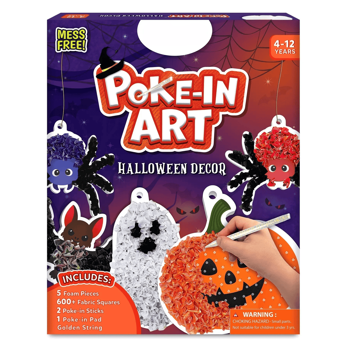 👻Halloween Poke In Art Kit, Kids Handmade Hanging Decor Craft Set with Pumpkin Ghost Bat Spider
