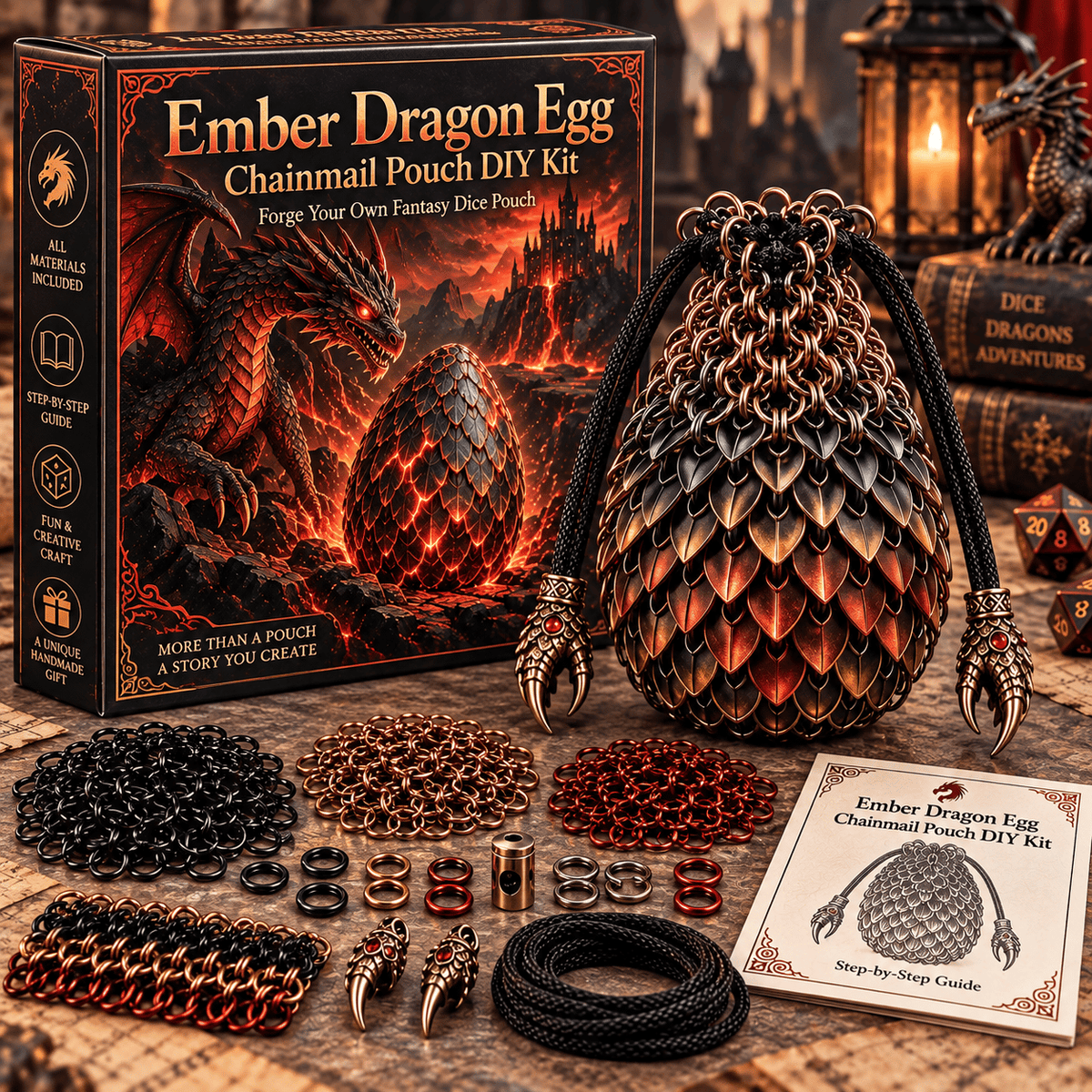 🔥Last Day 49% OFF - 🐉 Dragon Egg Chainmail Pouch DIY Kit