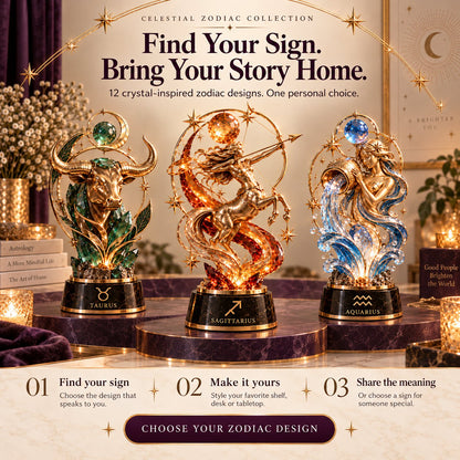 ⏳ Last Day 49% OFF – 🌙 Celestial Zodiac Sculpture | 12 Jewel-Like Zodiac Designs with Golden Details ✨