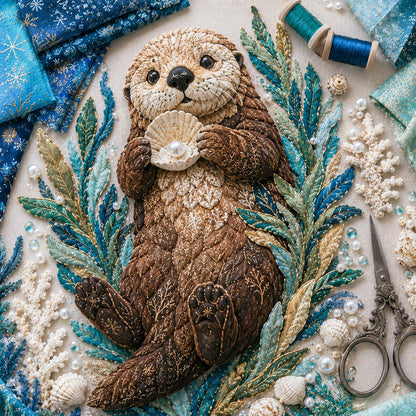 🌊🧵 Premium Ocean Patchwork DIY Kit | High-Quality Layered Fabric with Stitched Details DIY Handmade Coastal Decor 🐚✨