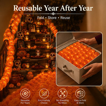 🕯️LED Marigold Cempasúchil Garland for Día de Muertos