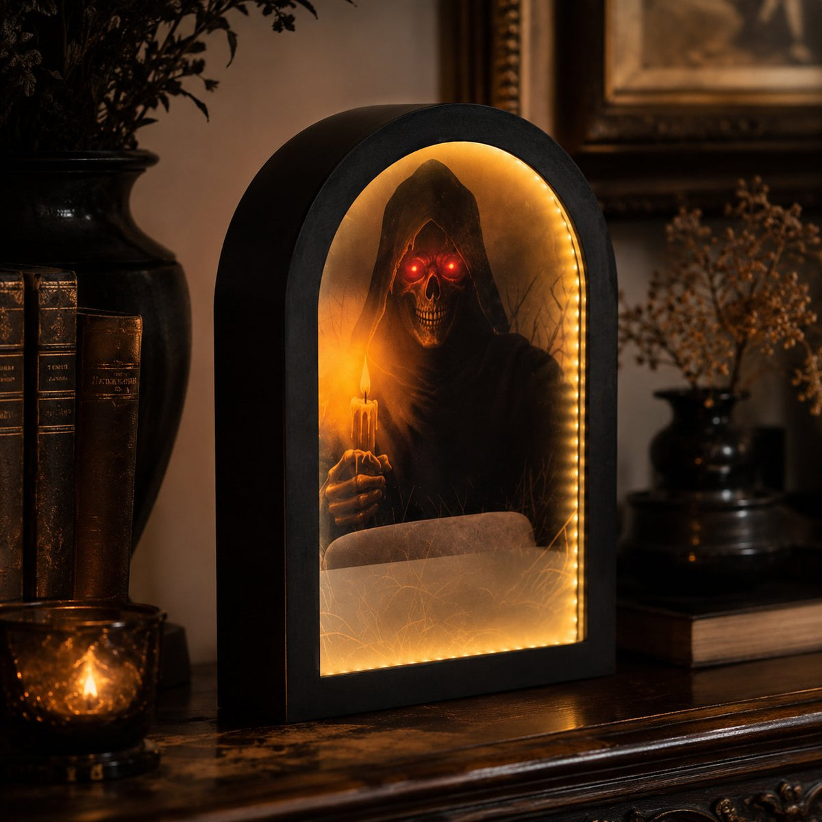 🎃👻 Spooky Halloween Decor Mirror, Gothic Mantel Wall Mirror🕸️